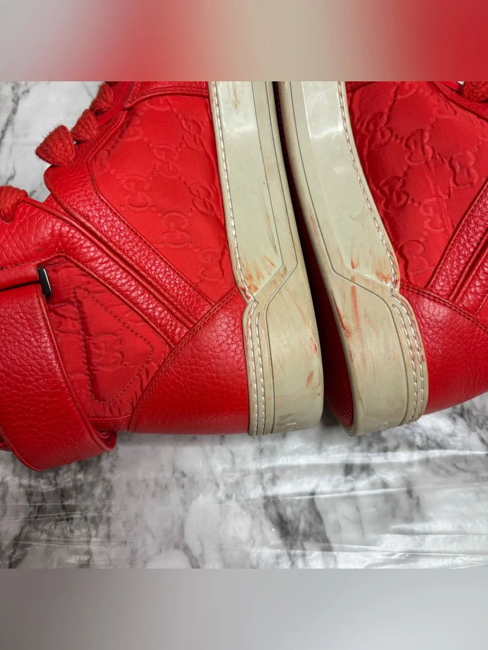 Gucci men's Guccissima dusk red Top sneakers shoes 9 G